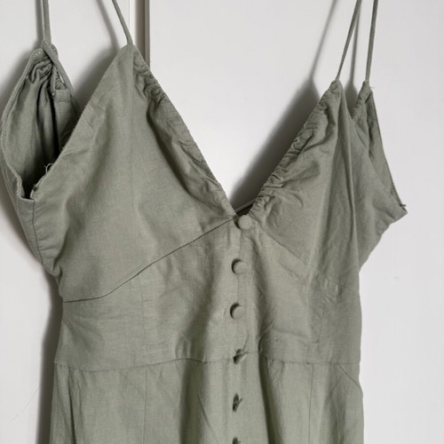 Zara Midi Linen Dress with Buttons and Open Back, used, size S