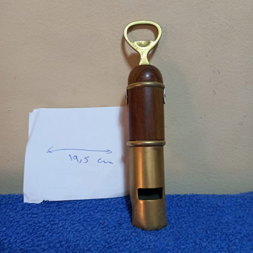 Whistle Bottle Opener vintage, used, brass, made in Italy