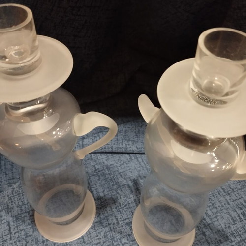 Candlesticks used, set of 2, made of blown glass