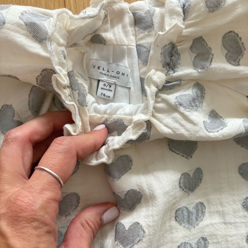 Yell-oh cotton long dress with lining like new, size 6-9 months