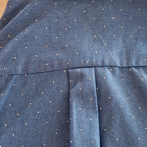 Denim shirt women's new, thin with rhinestones, blue XXL