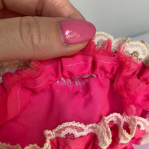 Vintage Bibi Bo doll pink dress used with ruffles 1980s