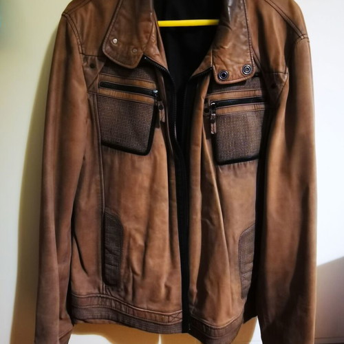 Leather jacket brown XL like new, genuine sheep leather from Turkey
