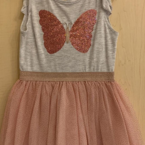 Primark girls' dress used, grey, size 110 cm for ages 4-5