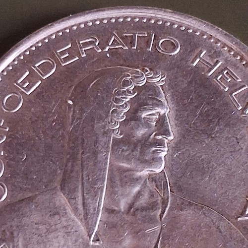 Switzerland 5 Francs 1969 B silver coin used, 835‰ silver