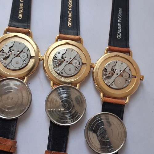 CANNON 17Jewels Swiss watches like new, set of 3 with leather straps