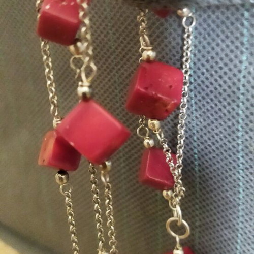 Silver bracelet chain Gregio new with red stones