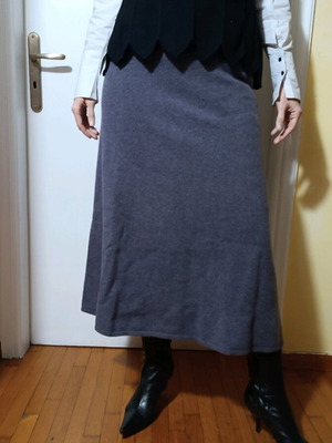 Midi knitted wool high-waisted skirt Zara new, gray purple Large