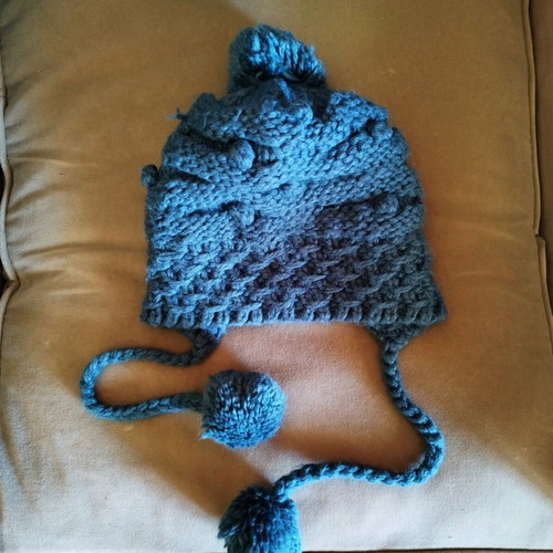 Pull&Bear knit cap used with pom-poms blue and green