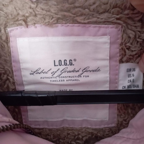 Winter jacket size 36 used, powder pink with brown stains