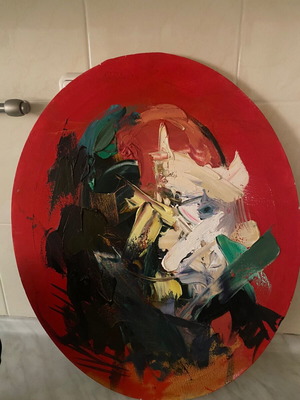 Portrait Mixed Media Painting 48 x 19 cm new