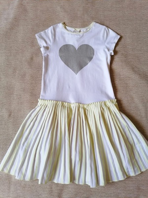Prenatal dress for girls 7-8 years old, white and yellow