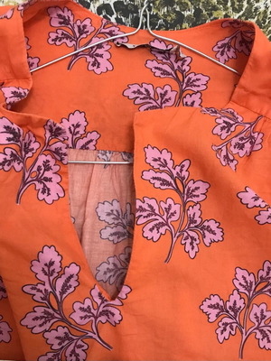 Mat Fashion floral cotton tunic top used, orange and lilac