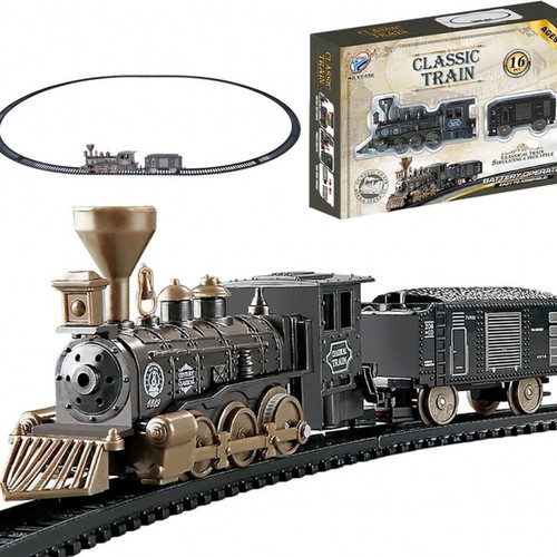 Classic retro train with rails new, set of 16 pieces