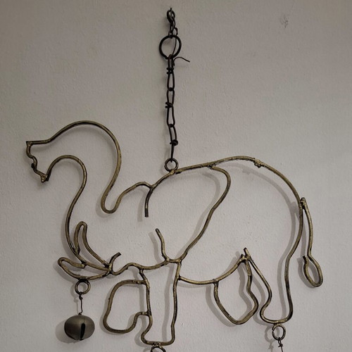 Handmade Metal Wall Decor Elephant Wind Chime used