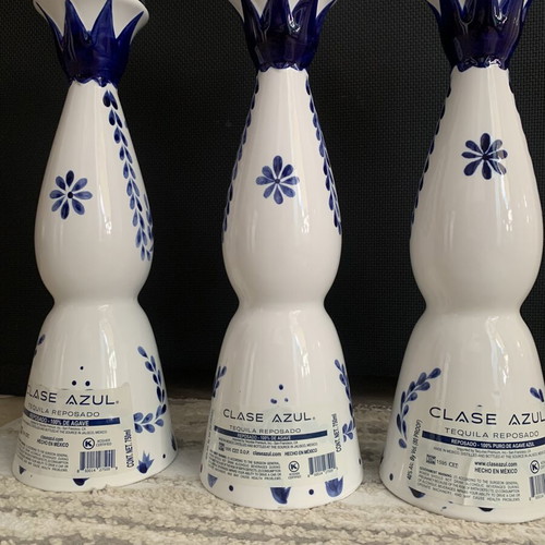 Porcelain tequila bottles, hand-painted
