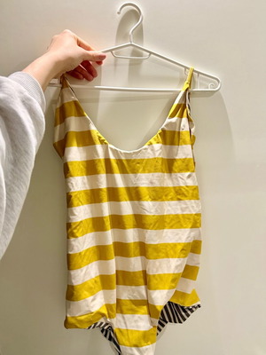 Madame Shou Shou striped swimsuit size M like new, white and yellow