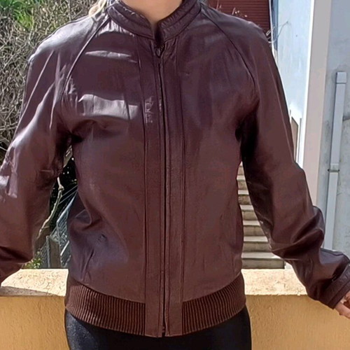 Leather jacket women's brown like new