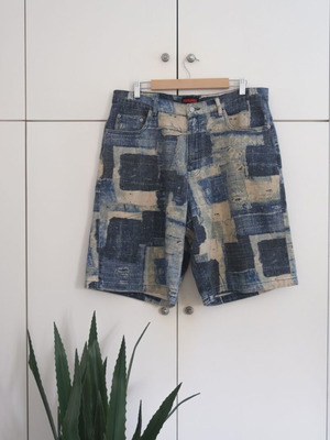 Pleasures Boro Baggy Jorts like new, blue and beige, US34