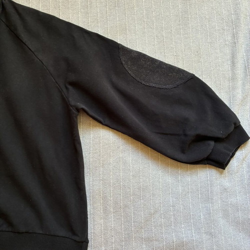 Sugarfree black cropped sweatshirt with balloon sleeves and glitter patches