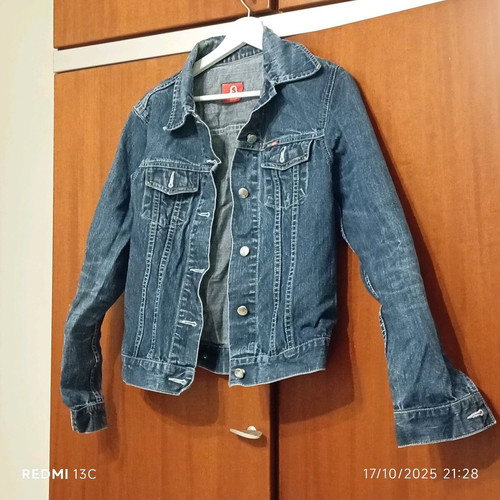 Denim jacket used, modern slim fit, blue