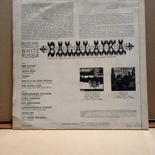 Balalaika LP used, Music And Songs Of White Russia