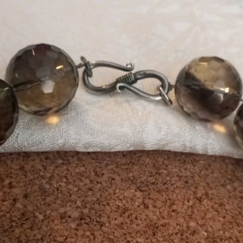 Smoky Quartz Necklace 925 Silver used, faceted stones, 45cm