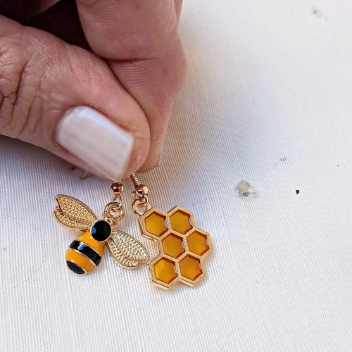 Melissoula earrings new, gold-plated stainless steel with enamel