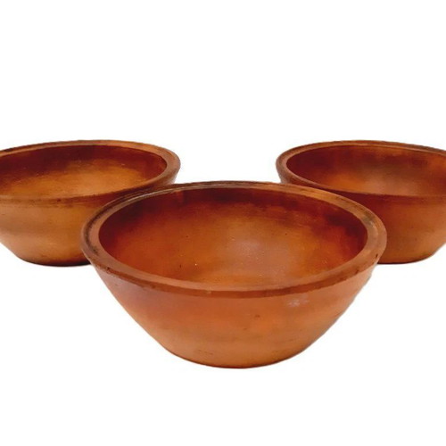 Rustic terracotta clay bowls set of 3 used