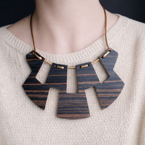 Handmade wooden ebony necklace made to order