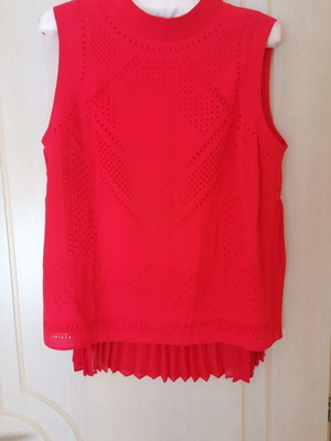 Karen Millen sleeveless top new, bright coral, size L