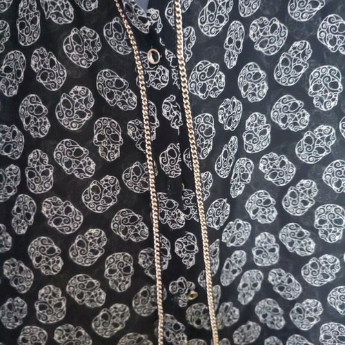 Zara Trafaluc women's shirt large black like new with skull design and gold chain