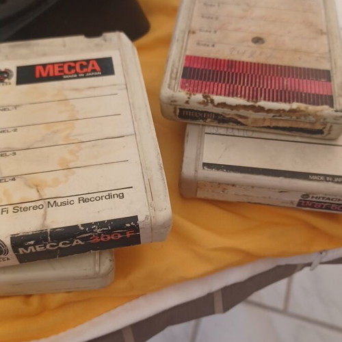 Car cassette player with speakers, amplifier and 4 cassettes used