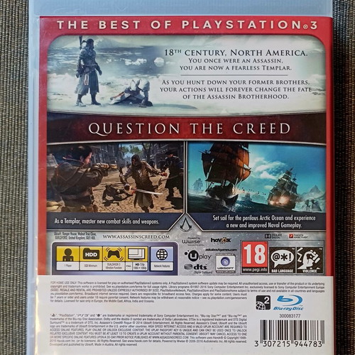 Assassins Creed Rogue PS3 game used, complete and excellent condition
