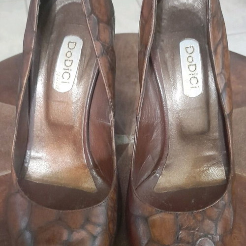 Dodici Peep Toe shoes used, genuine leather, brown, size 36
