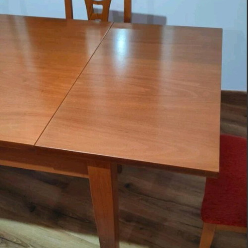 Dining set with extendable table 160x90 +50cm and 6 chairs like new