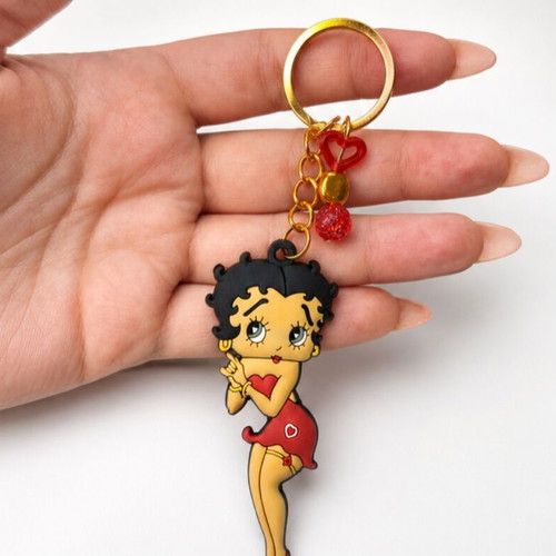 Betty Boop handmade keychain, stainless steel, new