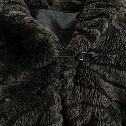 Vintage mid-length faux fur coat used, black and brown