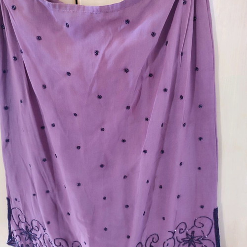 Skirt Large midi new muslin embroidered with beads lilac