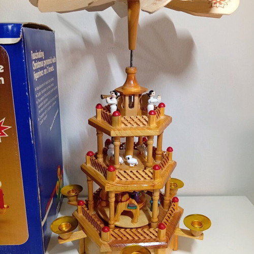 Wooden Christmas musical carousel 3-tier in gift box Germany