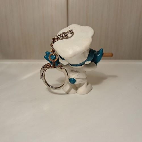 Smurf keychain miniature Cook Smurf Schleich 1978 like new