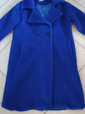 Teddy coat used, electric blue, one size, made in Italy