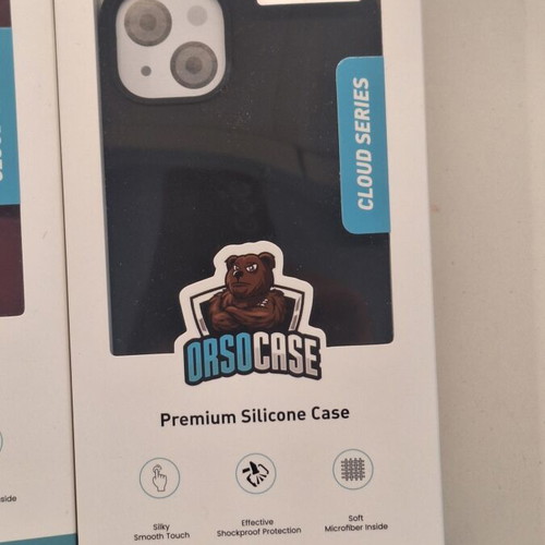 OrsoCase iPhone 14 Plus silicone cases, black and burgundy, pack of 2