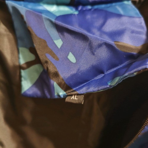 Men's windbreaker jacket with hood, blue camouflage, size M