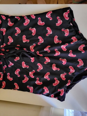 Strapless one-piece swimsuit with flamingo print, size M