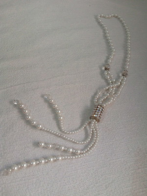 Κολιέ με πέρλες μεταχειρισμένο, λευκό bayadere, faux bijoux