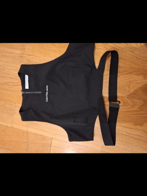 Calvin Klein black crop top with back zipper and tie like new