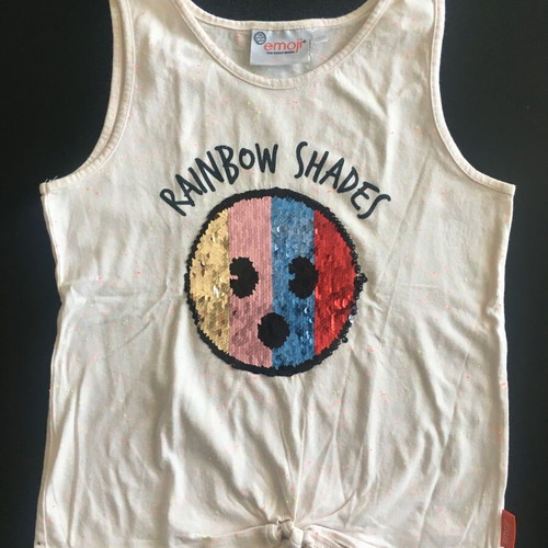 Emoji sleeveless top for girl 11-12 years used, Rainbow Shades