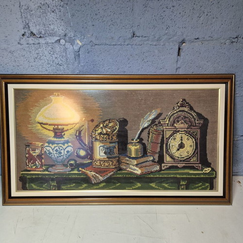 Handmade textile embroidery framed used