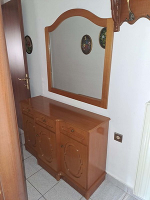 Console storage furniture with mirror wooden like new
